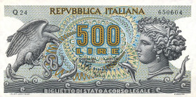 CARTAMONETA - BIGLIETTI DI STATO - Repubblica Italiana (monetazione in lire) (1946-2001) - 500 Lire - Aretusa 23/02/1970 Alfa 552; Lireuro 25C Viaggio...