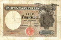 CARTAMONETA - BANCA d'ITALIA - Vittorio Emanuele III (1900-1943) - 25 Lire 12/05/1919 - Aquila Latina Alfa 103; Lireuro 1D RRR Canovai/Sacchi

Statu...