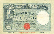 CARTAMONETA - BANCA d'ITALIA - Vittorio Emanuele III (1900-1943) - 50 Lire - Barbetti 11/08/1943 - B. I. Alfa 204; Lireuro 10A Azzolini/Urbini Forelli...