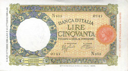 CARTAMONETA - BANCA d'ITALIA - Vittorio Emanuele III (1900-1943) - 50 Lire - Lupa 21/10/1938 - I° Tipo Alfa 239; Lireuro 6J Azzolini/Urbini Pressato
...