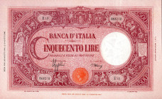 CARTAMONETA - BANCA d'ITALIA - Vittorio Emanuele III (1900-1943) - 500 Lire - Barbetti (testina) 23/08/1943 - B.I. Alfa 464; Lireuro 33A R Azzolini/Ur...