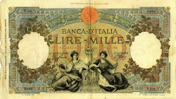CARTAMONETA - BANCA d'ITALIA - Vittorio Emanuele III (1900-1943) - 1.000 Lire - Rep. Marinare (Aquila) 17/05/1943 Alfa 675; Lireuro 46F R Azzolini/Urb...