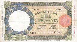 CARTAMONETA - BANCA d'ITALIA - Repubblica Sociale (1943-1945) - 50 Lire - Lupa 08/10/1943 - B.I. L'Aquila Alfa 258; Lireuro 11B RR Azzolini/Urbini

...