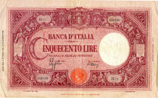 CARTAMONETA - BANCA d'ITALIA - Repubblica Sociale (1943-1945) - 500 Lire - Barbetti (testina) 08/10/1943 Alfa 465; Lireuro 34AA Azzolini-Urbini

Sta...