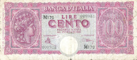 CARTAMONETA - BANCA d'ITALIA - Luogotenenza (1944-1946) - 100 Lire - Italia Turrita 10/12/1944 Alfa 425; Lireuro 25A Introna/Urbini Mancante del contr...