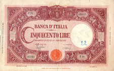 CARTAMONETA - BANCA d'ITALIA - Luogotenenza (1944-1946) - 500 Lire - Barbetti (testina) 17/08/1944 Alfa 467; Lireuro 34B Azzolini/Urbini Taglietto cen...