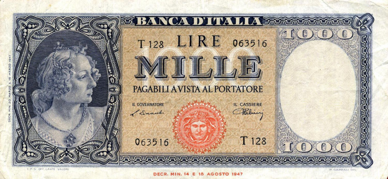 CARTAMONETA - BANCA d'ITALIA - Repubblica Italiana (monetazione in lire) (1946-2...