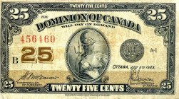 CARTAMONETA ESTERA - CANADA - Giorgio V (1910-1936) - 25 Cents 02/07/1923 Pick 10

Status: meglio di MB