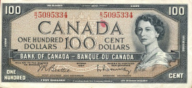 CARTAMONETA ESTERA - CANADA - Elisabetta II (1952-2022) - 100 Dollari 1954 (1955-1976) Pick 82

Status: BB+