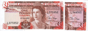 CARTAMONETA ESTERA - GIBILTERRA - Elisabetta II (1952-2022) - Sterlina 10/11/1983 e 04/08/1988 Pick 20 Due biglietti

Status: FDS