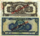 CARTAMONETA ESTERA - HAITI - Repubblica - 2 Gourdes 1919 SPECIMEN Assieme a gourde - Lotto di 2 biglietti

Status: SPL÷FDS