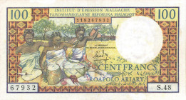 CARTAMONETA ESTERA - MADAGASCAR - Repubblica - 100 Franchi 1966 Pick 57

Status: BB+