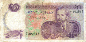 CARTAMONETA ESTERA - SEYCHELLES - Repubblica - 20 Rupie Taglietto laterale in alto a s.

Status: meglio di MB