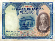 CARTAMONETA ESTERA - SPAGNA - Alfonso XIII (1886-1931) - 500 Pesetas 24/07/1927 Piccolo restauro laterale in basso a s.

Status: BB