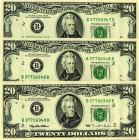 CARTAMONETA ESTERA - U.S.A. - 20 Dollari 1995 3 biglietti consecutivi

Status: med. SPL