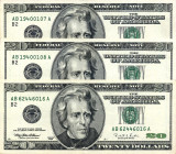 CARTAMONETA ESTERA - U.S.A. - 20 Dollari 1996 Lotto di 3 biglietti

Status: med. SPL