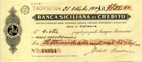 VARIE - Assegni Taormina, 21 ottobre 1929, da 7732,50 lire

Status: BB-SPL