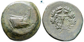 Mysia. Kyzikos circa 300-200 BC. Overstruck on an earlier issue from Kyzikos (SNG Paris 436). Bronze Æ