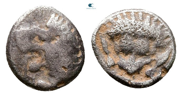 Satraps of Caria. Hekatomnos 392-377 BC. 
Hemiobol AR

7 mm, 0,36 g



Ne...