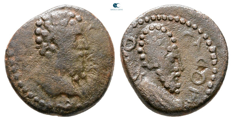 Mesopotamia. Edessa. Septimius Severus with Abgar VIII AD 193-211. 
Bronze Æ
...