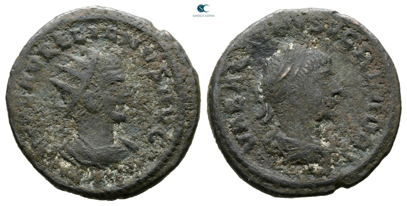 Aurelian and Vabalathus AD 270-275. Antioch
Antoninianus Æ

20 mm, 3,26 g

...