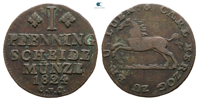 Germany. Braunschweig-Wolfenbüttel. Karl AD 1815-1830. 
1 Pfennig 1824

20 mm...