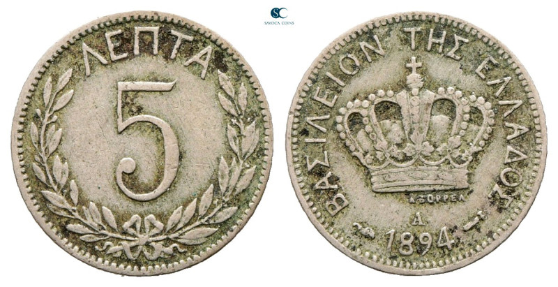 Greece. George III, king of Great Britain AD 1810-1820. 
5 Lepta 1894

17 mm,...