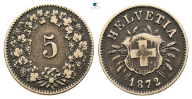 Switzerland.  AD 1848-2024. 5 Rappen 1872