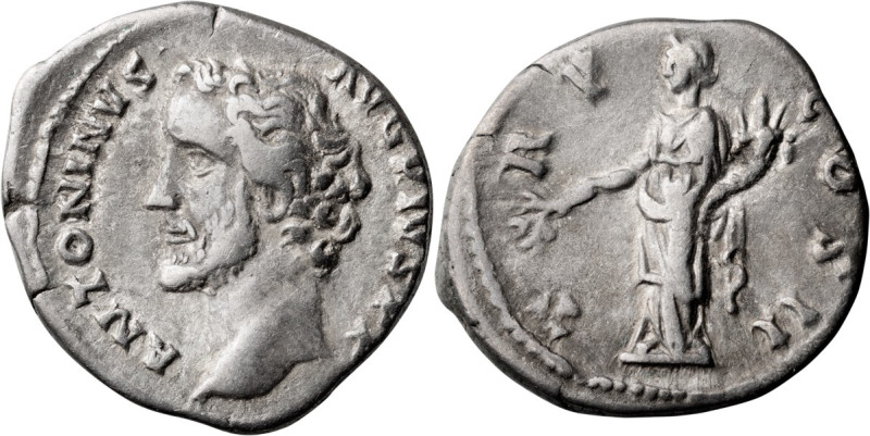 Antoninus Pius. Denarius; Antoninus Pius; 138-161 AD, Rome, 139 AD, Denarius, 3....