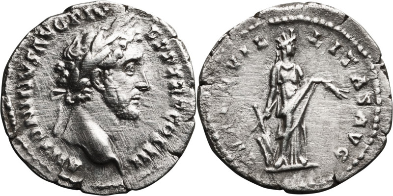Antoninus Pius. Denarius; Antoninus Pius; 138-161 AD, Rome, 140-144 AD, Denarius...
