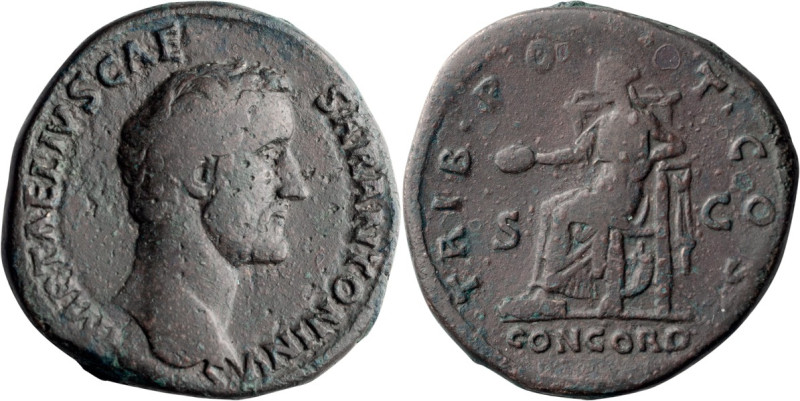 Antoninus Pius as Caesar. Sestertius; Antoninus Pius as Caesar; 138 AD, Rome, Se...