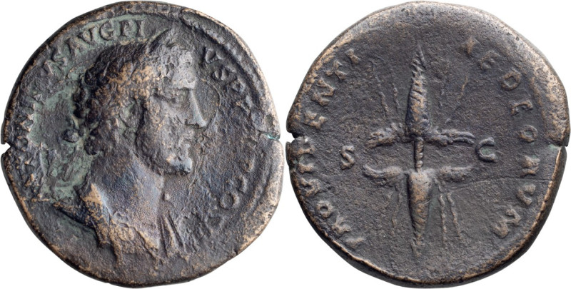 Antoninus Pius. Sestertius; Antoninus Pius; 222-235 AD, Rome, 140-4 AD, Sesterti...