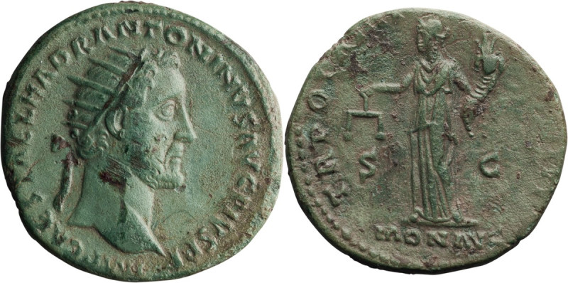 Antoninus Pius. Dupondius; Antoninus Pius; 138-161 AD, Rome, 151-2 AD, Dupondius...