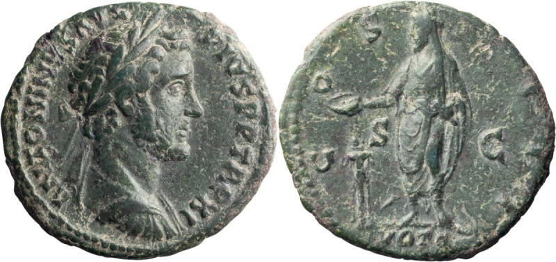 Antoninus Pius. 40-as; Antoninus Pius; 138-161 AD, Rome, 148 AD, As, 9.67g. Stra...