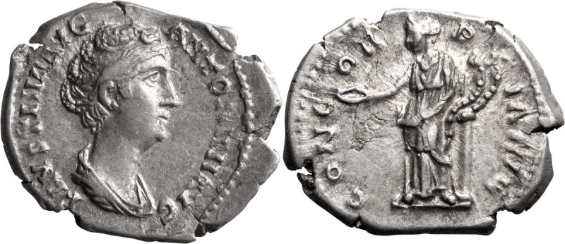 Faustina I. Denarius; Faustina I; Rome, 139 AD, Denarius, 3.23g. Strack-392 (cit...