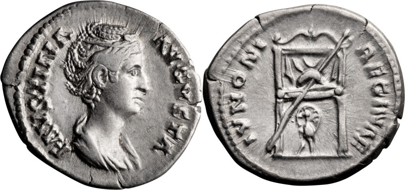 Faustina I. Denarius; Faustina I; Rome, 139 -140 AD, Denarius, 3.48g. Cf. Strack...