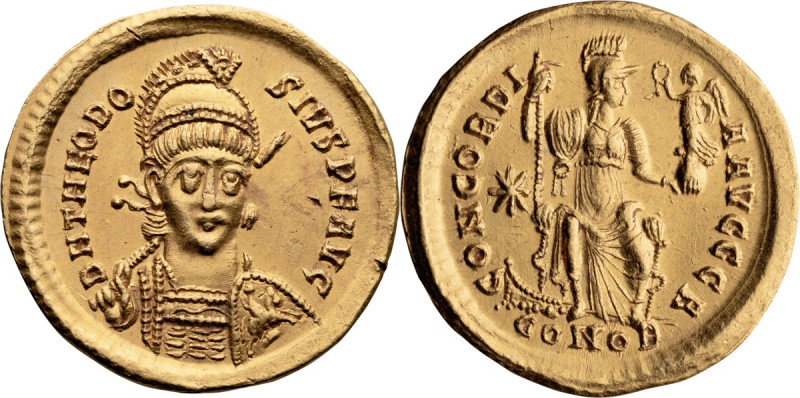 Theodosius II. Solidus; Theodosius II; 402-450 AD, Constantinople, c. 402-08 AD,...