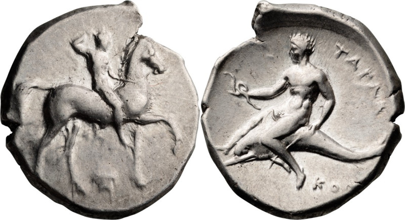 Calabria, Tarentum. Stater; Calabria, Tarentum; c. 355-340 BC, Stater, 7.91g. Cf...