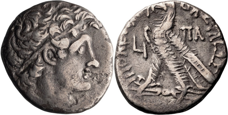 Ptolemaic, Ptolemy IX. Tetradrachm; Ptolemaic, Ptolemy IX; RY 10 (108/7 BC), Tet...