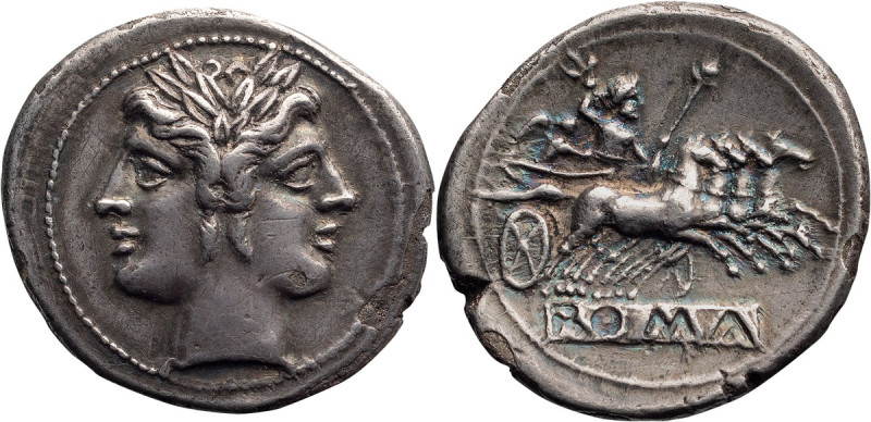 Roman Republic. Didrachm; Roman Republic; 225-212 BC, Rome, Didrachm, 6.07g. Cra...