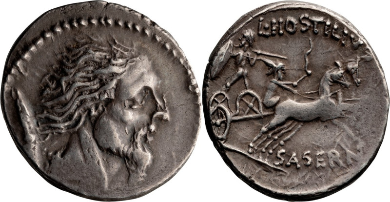 L. Hostilius Saserna. Denarius; L. Hostilius Saserna; 48 BC, Denarius, 3.96g. Cr...