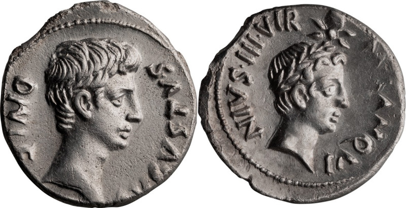 Augustus and Divus Julius Caesar. Denarius; Augustus and Divus Julius Caesar; Ro...