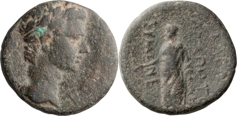 Tiberius. AE 18; Tiberius; 14-37 AD, Eumeneia, Phrygia, Kleon Agapetos, magistra...