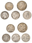 Greece, King George I, 1863-1913. Lot of 5 coins comprising Drachma, 1883 A, First Type, Paris mint, 4.89g (KM38; Divo 53d; IV3); Drachma (2), 1910, S...