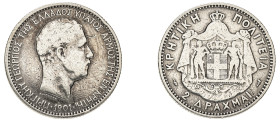 Greece, Crete, Prince George, 1898-1906. 2 Drachmai, 1901, Paris mint, 9.83g (KM8; Divo 131).

Good fine.