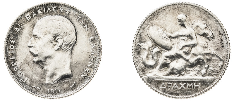 Greece, King George I, 1863-1913. Drachma, 1911, Second Type, Paris mint, 5.00g ...