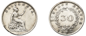 Greece, Ionian Islands, British Administration, 1809-1863. 30 Lepta, 1834, 1.40g (KM35).

Extremely fine.