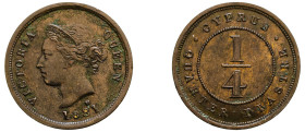 Cyprus, British Administration, Victoria, 1837-1901. 1/4 Piastre, 1881H, Ralph Heaton & Sons mint, 2.93g (KM1.1; Fitikides 4).

Good very fine with de...