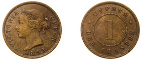 Cyprus, British Administration, Victoria, 1837-1901. Piastre, 1891, Royal mint, 11.52g (KM3.2; Fitikides 36).

About very fine with a minor knock.
