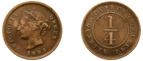 Cyprus, British Administration, Victoria, 1837-1901. 1/4 Piastre, 1895, Royal mint, 2.89g (KM1.1; Fitikides 9).

Good fine with minor marks.